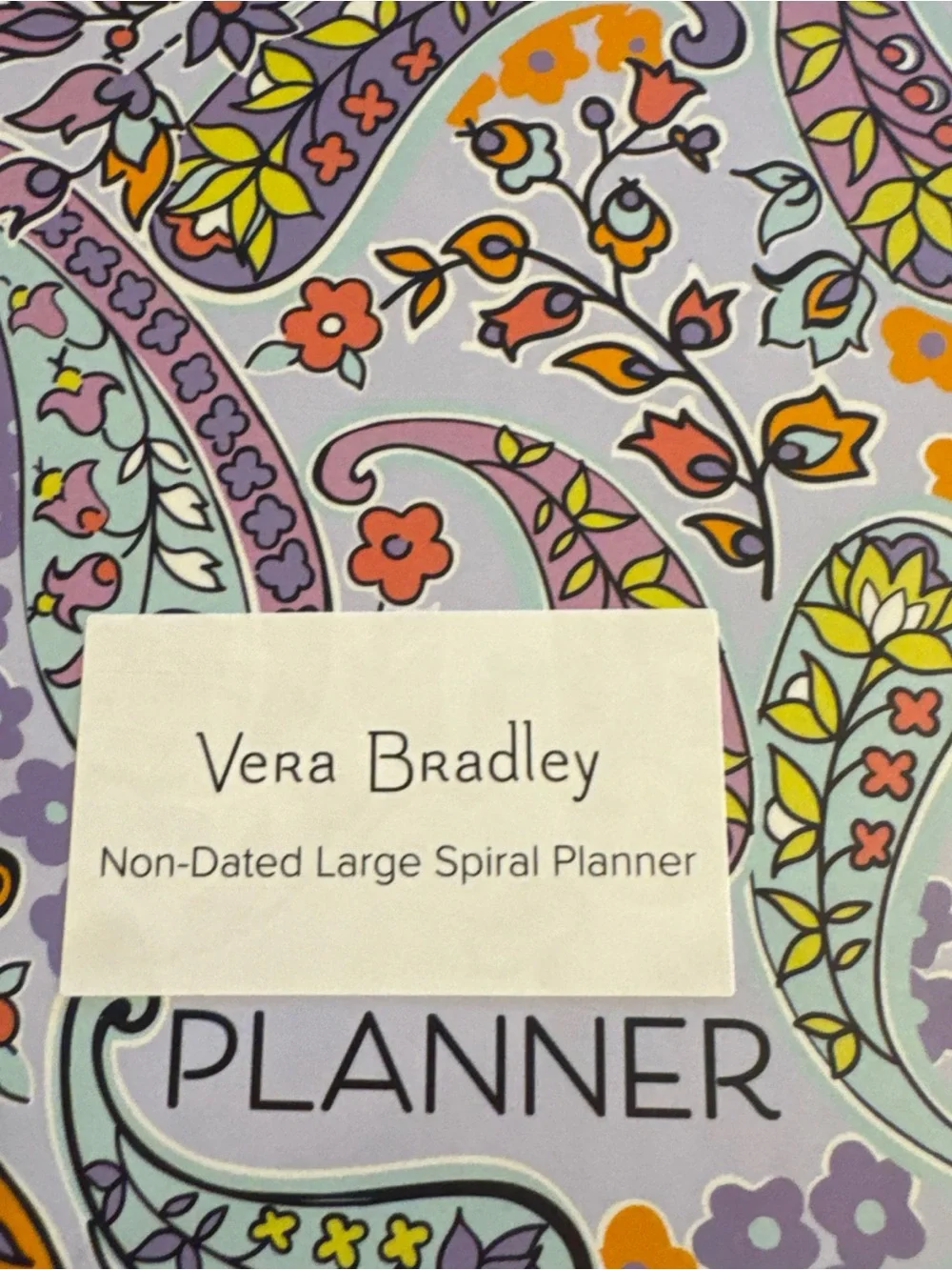 Vera Bradley Non-Dated Large Spiral Planner - Lavender Paisley
